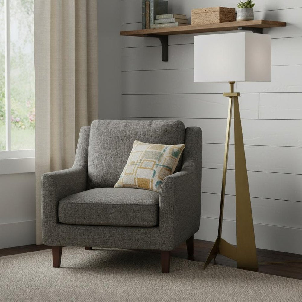 60" Floor Lamp With White Fabric Novelty Shade HomeRoots