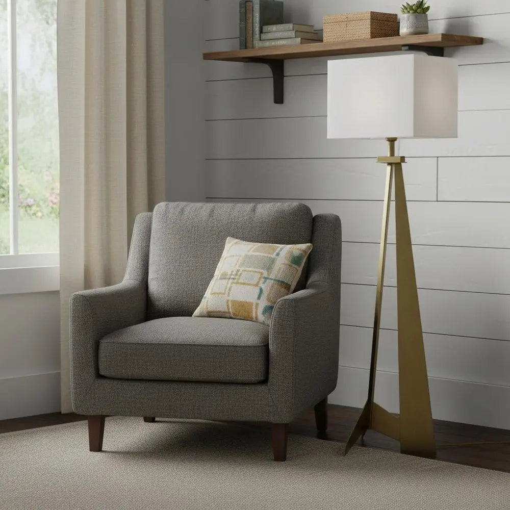 60" Floor Lamp With White Fabric Novelty Shade HomeRoots