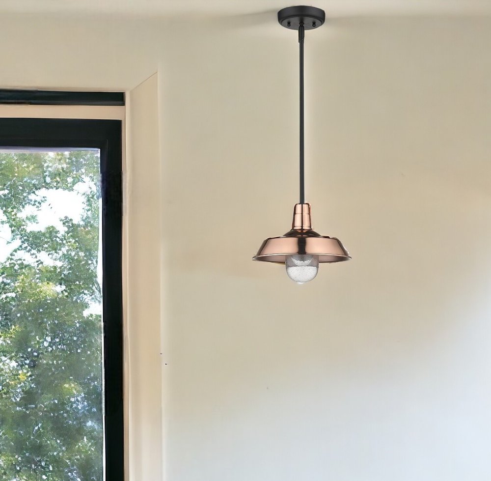 Shiny Copper Shallow Plate Adjustable Pendant Light HomeRoots