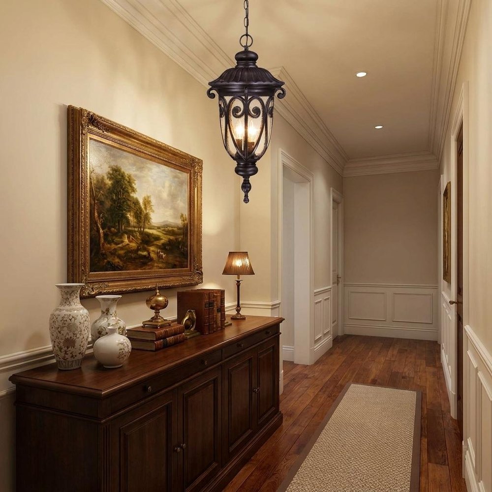 Naples 3-Light Marbelized Mahogany Hanging Light HomeRoots
