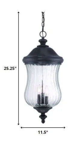 XL Three Light Matte Black Urn Shaped Hanging Light HomeRoots
