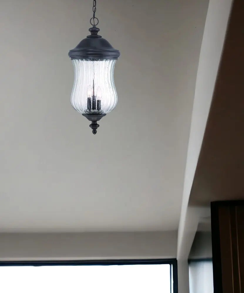 XL Three Light Matte Black Urn Shaped Hanging Light HomeRoots