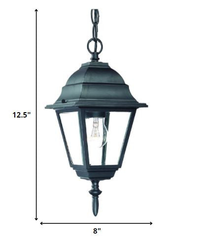 Matte Black Beveled Glass Outdoor Hanging Light HomeRoots