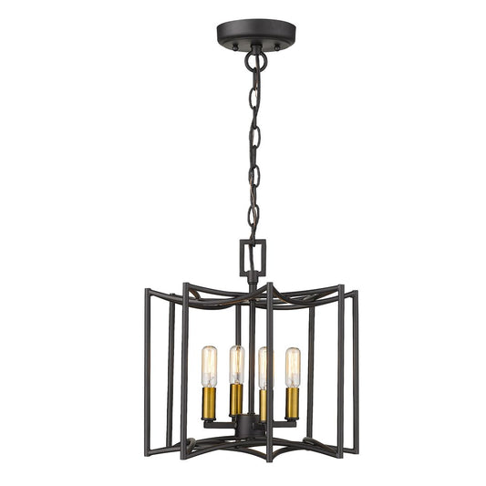 Rhian 4-Light Matte Black Pendant HomeRoots