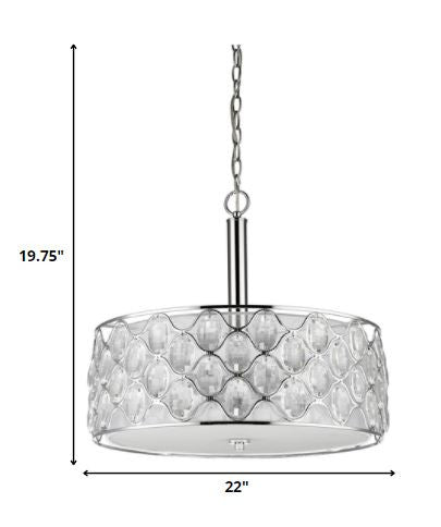Isabella 4-Light Polished Nickel Drum Pendant With Crystal Accents HomeRoots
