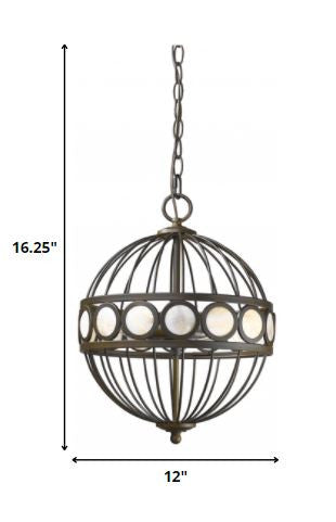 Aria 3-Light Oil-Rubbed Bronze Globe Pendant With Mother Of Pearl Accents HomeRoots