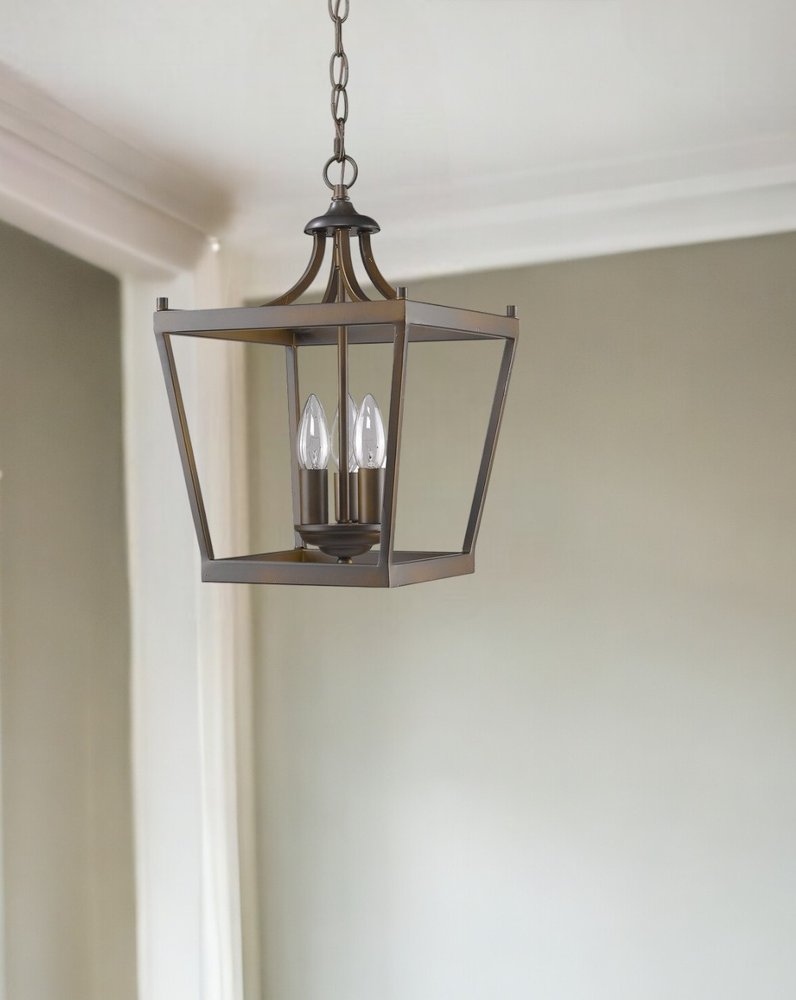 Vintage Brown Metal Tapered Hanging Light HomeRoots
