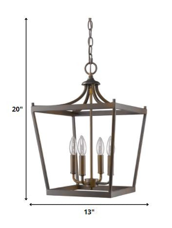 Brown Metal Four Light Dimmable Ceiling Light HomeRoots