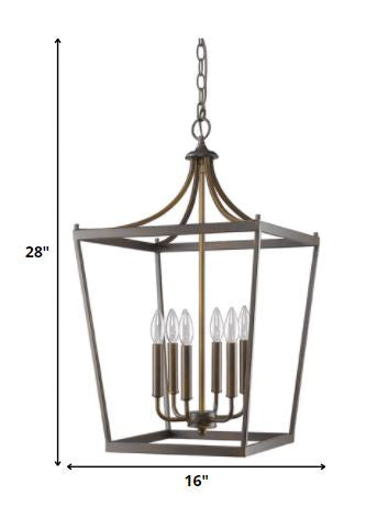 Brown Metal Six Light Dimmable Ceiling Light HomeRoots