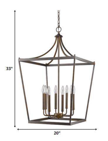 Bronze Metal Eight Light Dimmable Ceiling Light HomeRoots
