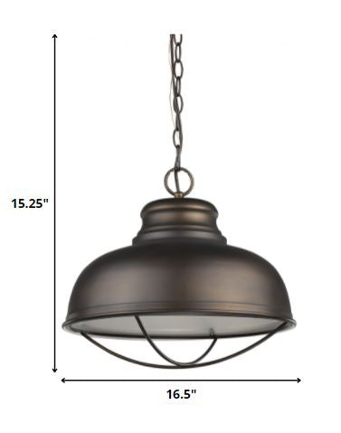 Ansen 1-Light Oil-Rubbed Bronze Pendant With Gloss White Interior Shade HomeRoots