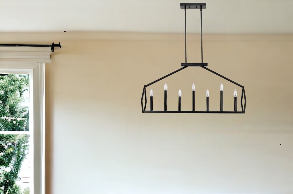Luca 14-Light Matte Black Island Pendant HomeRoots