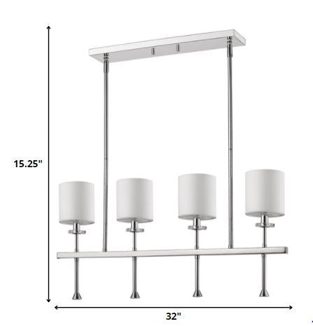 White Metal Four Light Dimmable Ceiling Light With White Shades HomeRoots