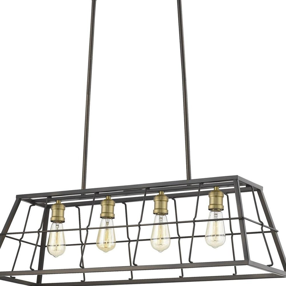 Bronze Metal Four Light Dimmable Ceiling Light HomeRoots