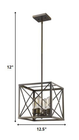 Brooklyn 4-Light Oil-Rubbed Bronze Pendant With Metal Framework Shade HomeRoots