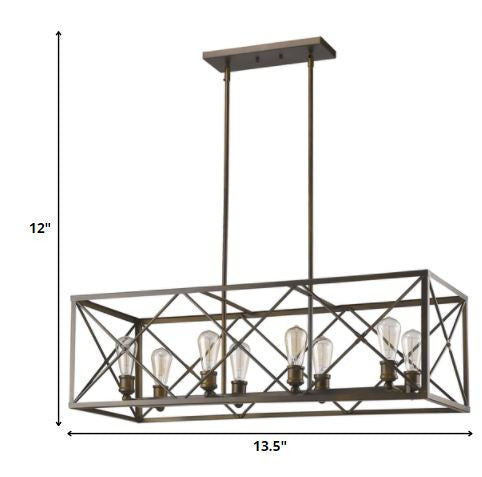 Brooklyn 8-Light Oil-Rubbed Bronze Island Pendant With Metal Framework Shade HomeRoots