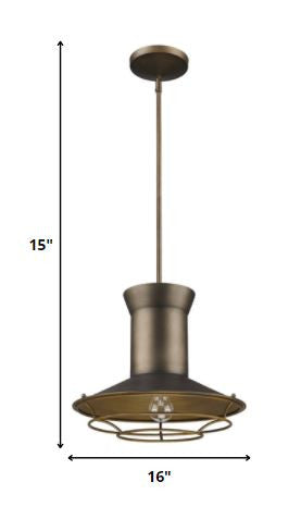 Newport 1-Light Tin Coated Pendant With Raw Brass Interior Shade And Louver HomeRoots