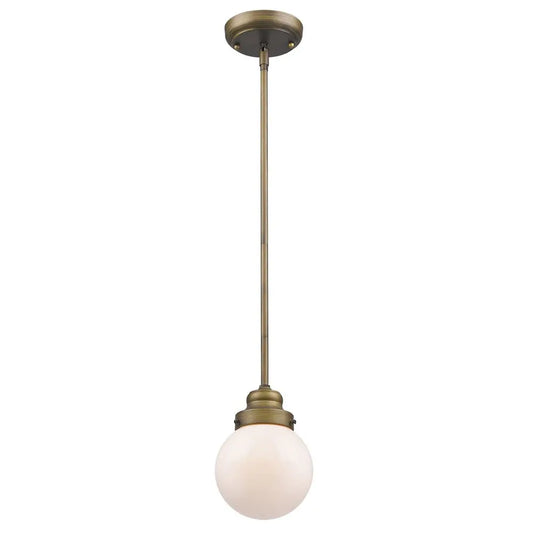 Brushed Gold Metal Hanging with Round Glass Shade HomeRoots