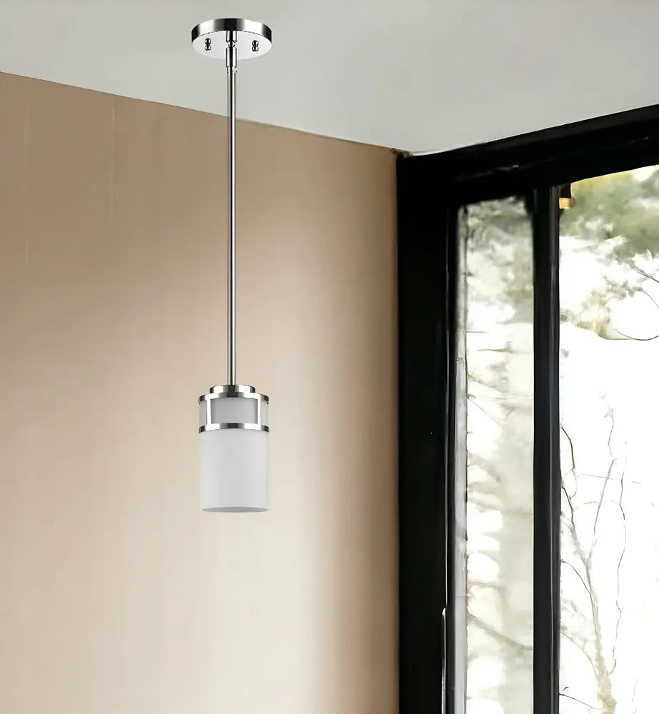 Silver Minimalist Cylindrical Hanging Light HomeRoots