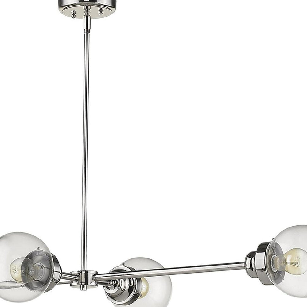 Silver Metal Four Light Dimmable Ceiling Light With Clear Shades HomeRoots