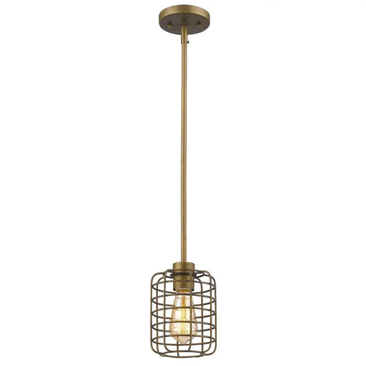 Brushed Gold Metal Cage Hanging Light HomeRoots