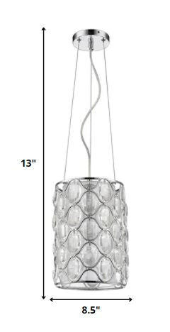 Isabella 1-Light Polished Nickel Drum Pendant With Crystal Accents HomeRoots