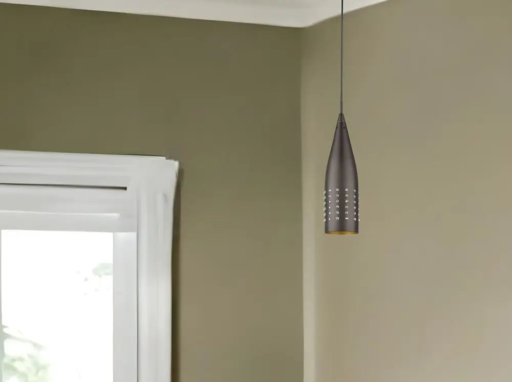 Narrow Bronze Hanging Light with Glass Studs HomeRoots