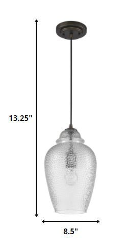 Antique Bronze Hanging Light with Textured Glass Shade HomeRoots
