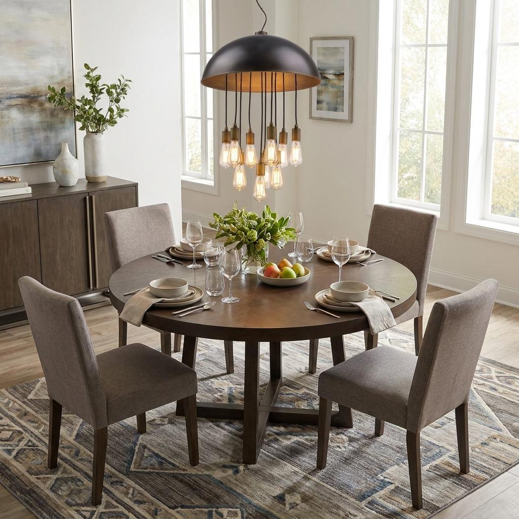 Keough 10-Light Oil-Rubbed Bronze Bowl Pendant With Raw Brass Sockets HomeRoots