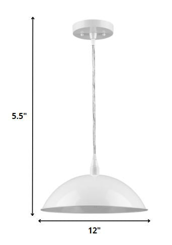 White Metal Hanging Light with Dome Shade HomeRoots