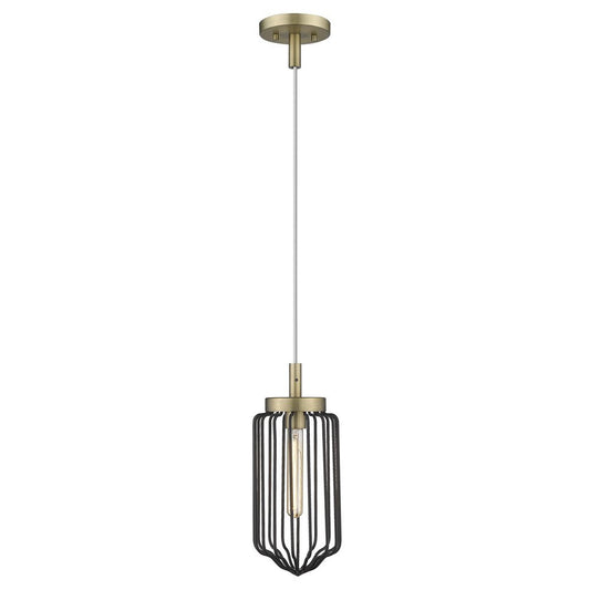 Gold and Black Metal Cage Pendant Hanging Light HomeRoots