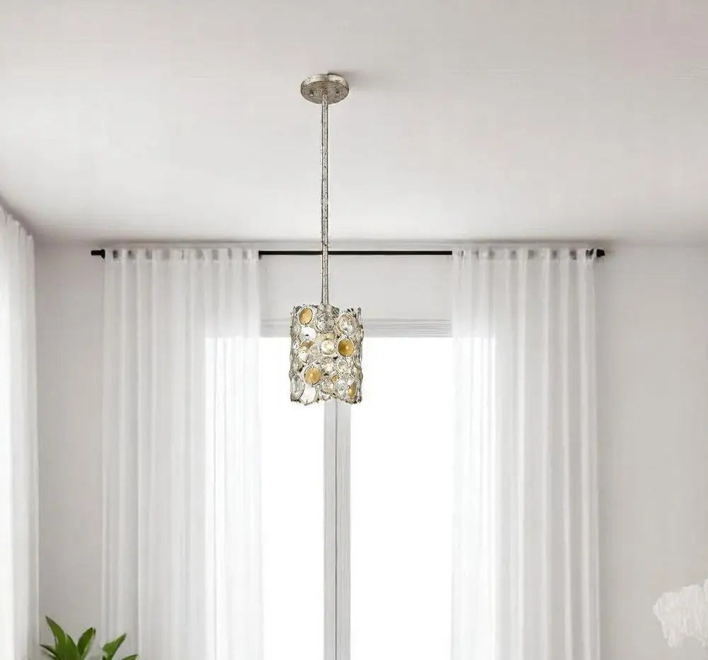 Vitozzi 1-Light Antique Silver Leaf Pendant HomeRoots