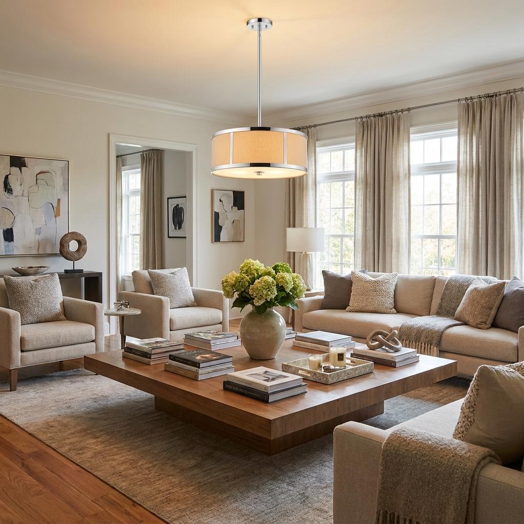 Butler 2-Light Polished Chrome Pendant With Coarse Cream Linen Shade And Opal Acrylic Diffuser HomeRoots