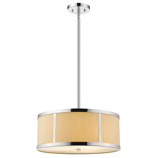 Butler 3-Light Polished Chrome Pendant With Coarse Cream Linen Shade And Opal Acrylic Diffuser HomeRoots