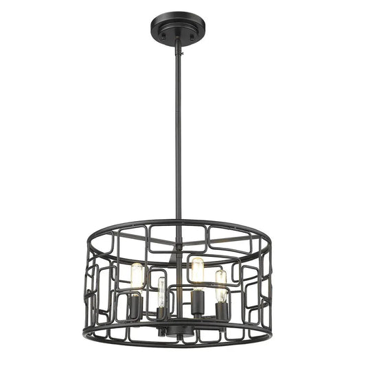 Amoret 4-Light Matte Black Convertible Pendant HomeRoots