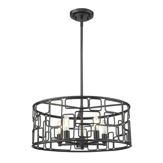 Amoret 5-Light Matte Black Convertible Pendant HomeRoots