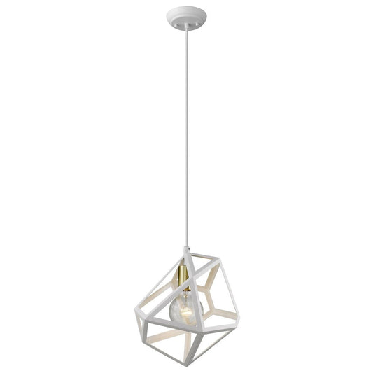 Hedron 1-Light White Pendant HomeRoots