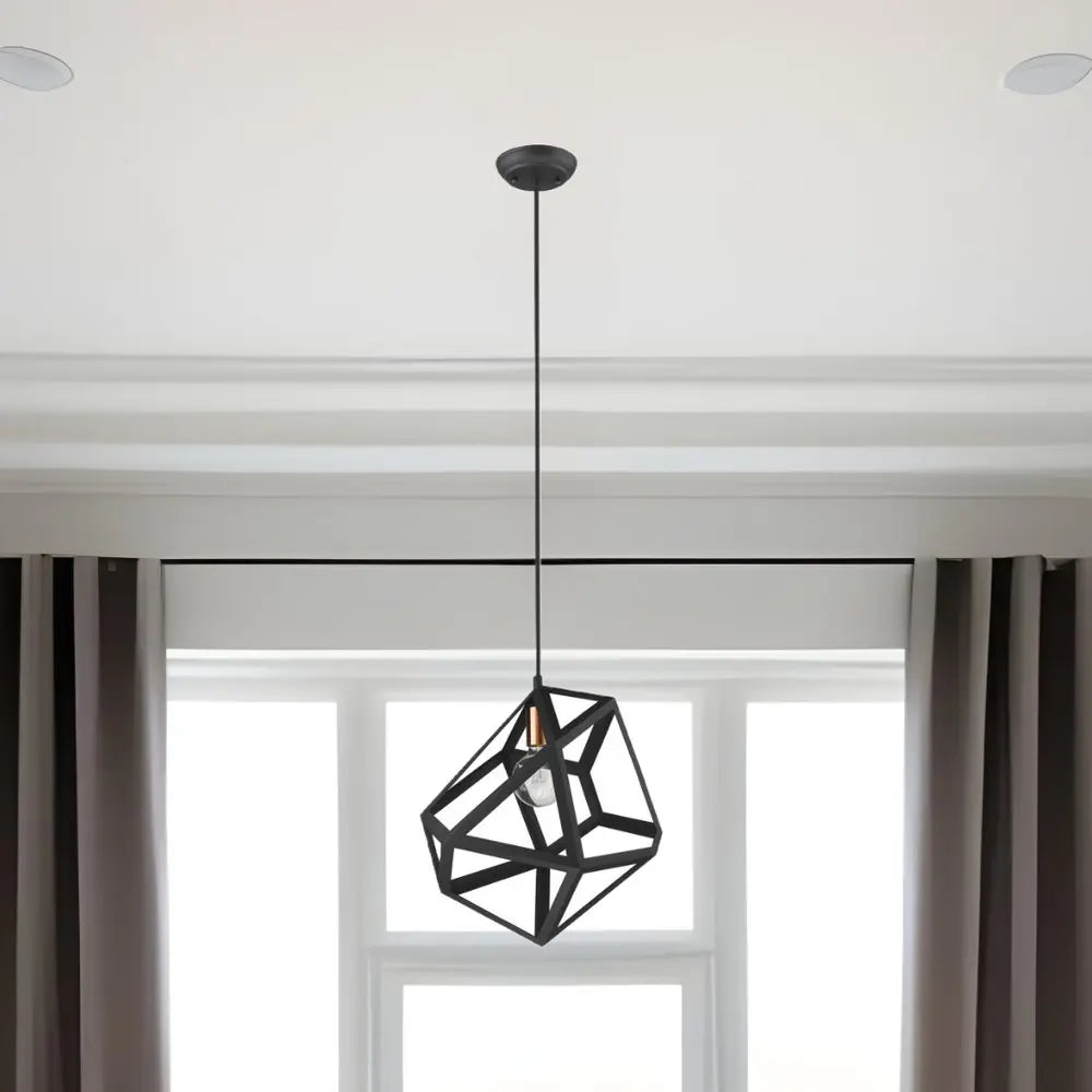 Hedron 1-Light Matte Black Pendant HomeRoots