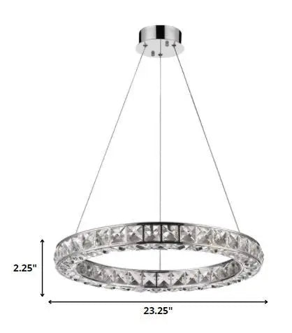 Silver Faux Crystal Bling Ring LED Hanging Light HomeRoots