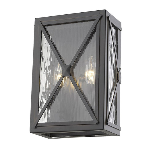 Burnished Bronze Criss Cross Water Glass Outdoor Light HomeRoots