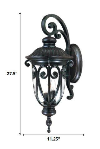 Black And Clear Three Light Seeded Dimmable Outdoor Hanging Lights With Black And Clear Shades HomeRoots