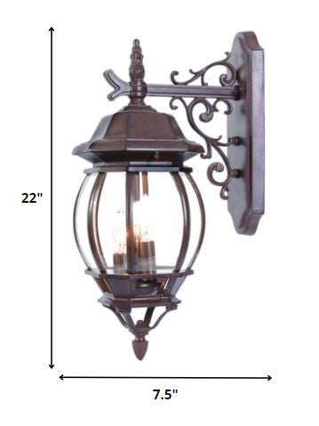Three Light Dark Brown Hanging Glass Globe Wall Light HomeRoots