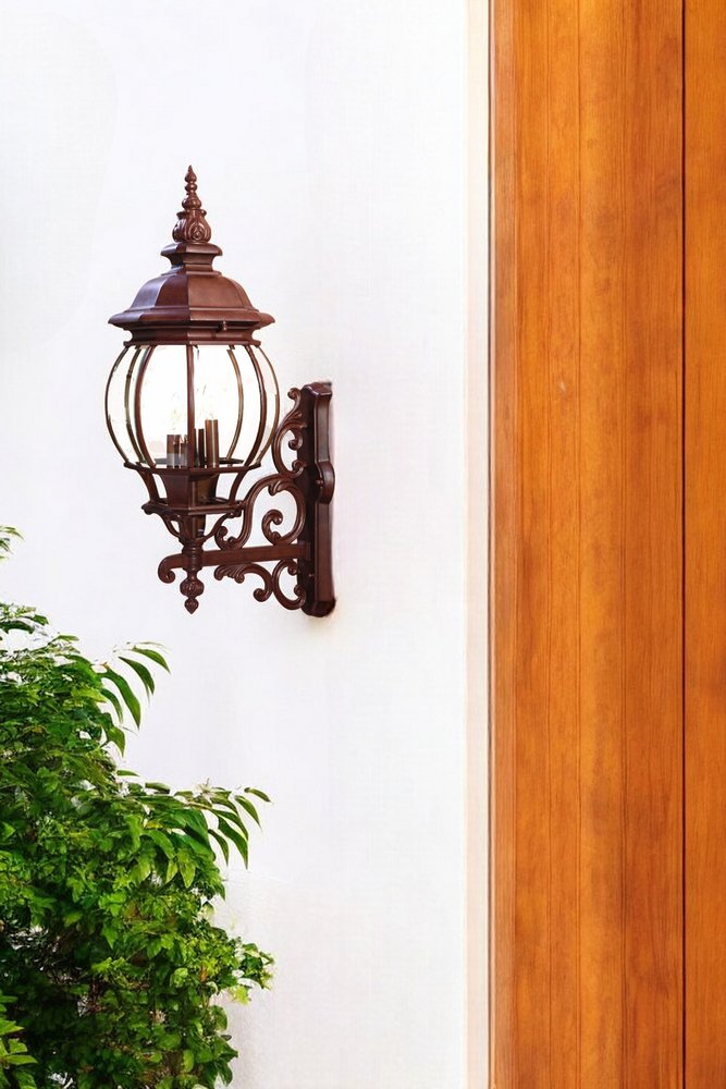 31" Walnut And Clear Metal and Glass Vanity Flush Mounted Sconce HomeRoots