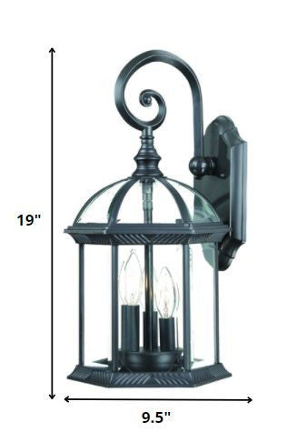 Three Light Matte Black Eastern Lantern Wall Light HomeRoots