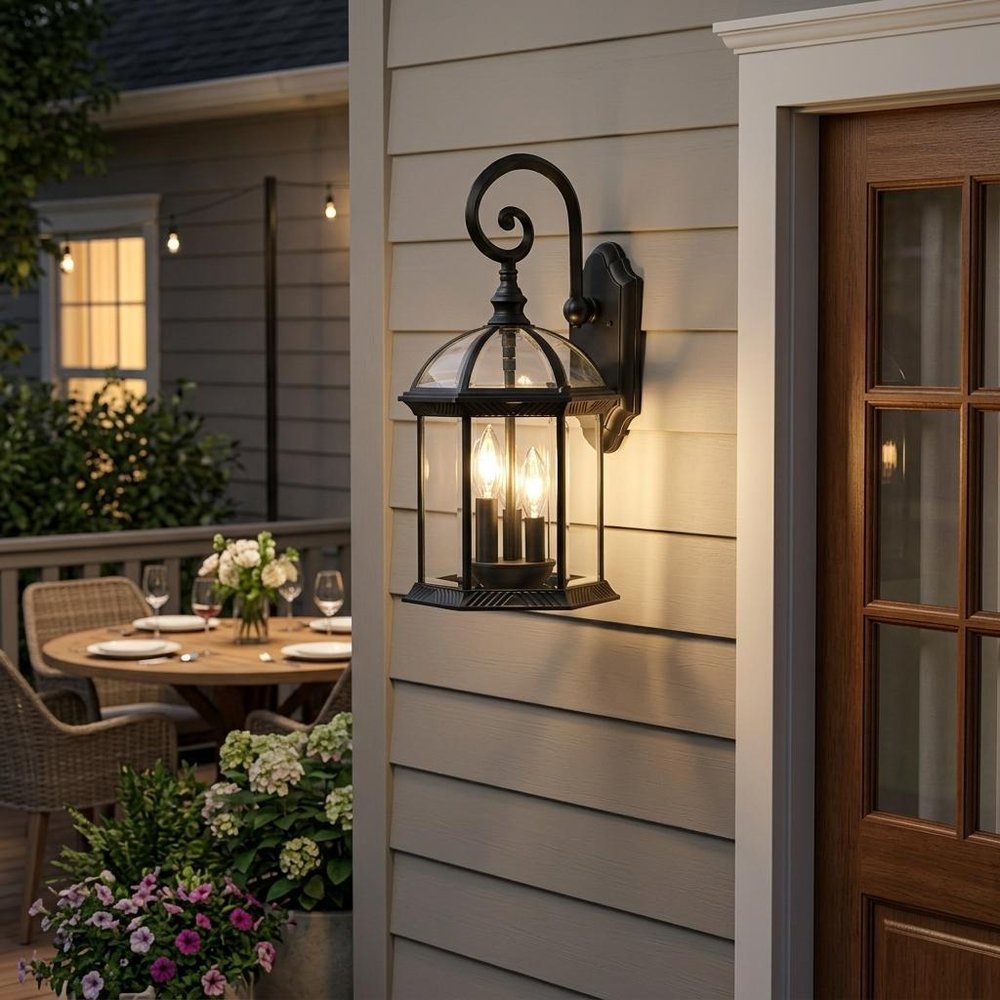 Three Light Matte Black Eastern Lantern Wall Light HomeRoots