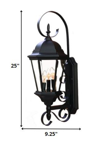 Three Light Matte Black Swing Arm Lantern Wall Light HomeRoots
