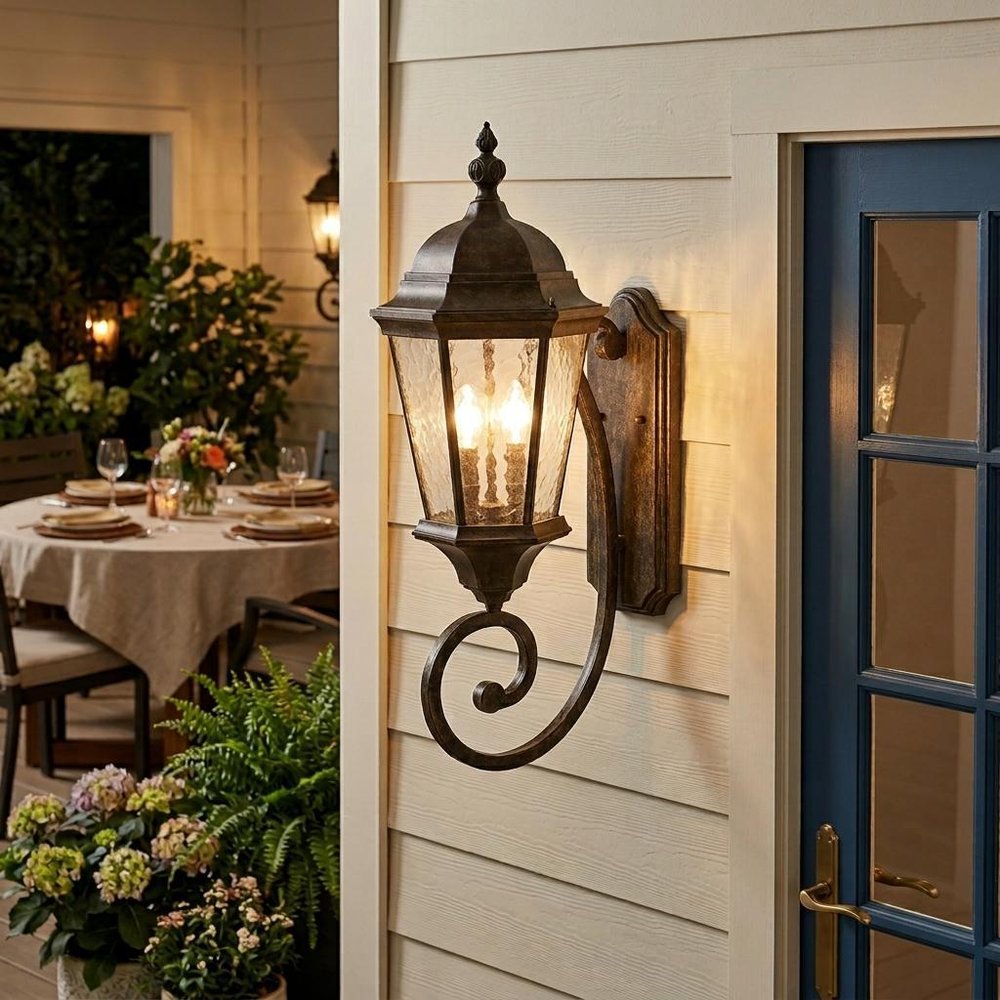 Two Light Antique Black Carousel Lantern Wall Light HomeRoots