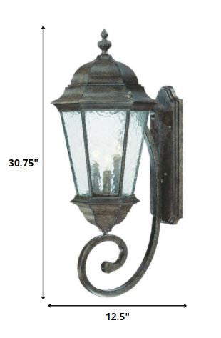 Black And Clear Three Light Hammered Dimmable Outdoor Hanging Lights With Black And Clear Shades HomeRoots