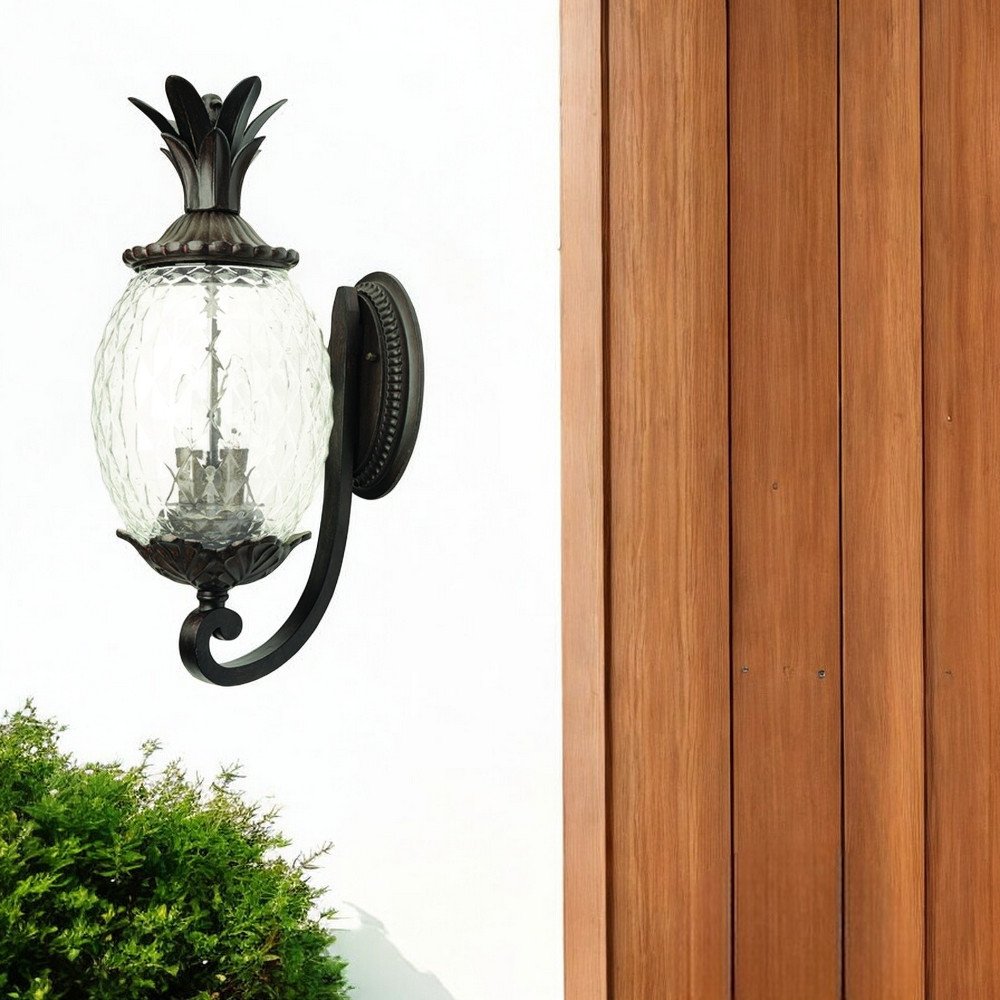 22" Black And Clear Metal and Glass Vanity Flush Mounted Sconce HomeRoots