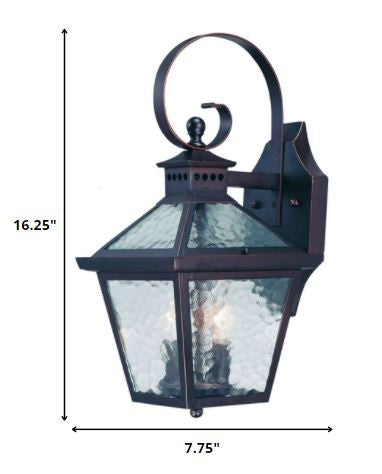 XL Two Antique Bronze Black Hammered Glass Wall Light HomeRoots